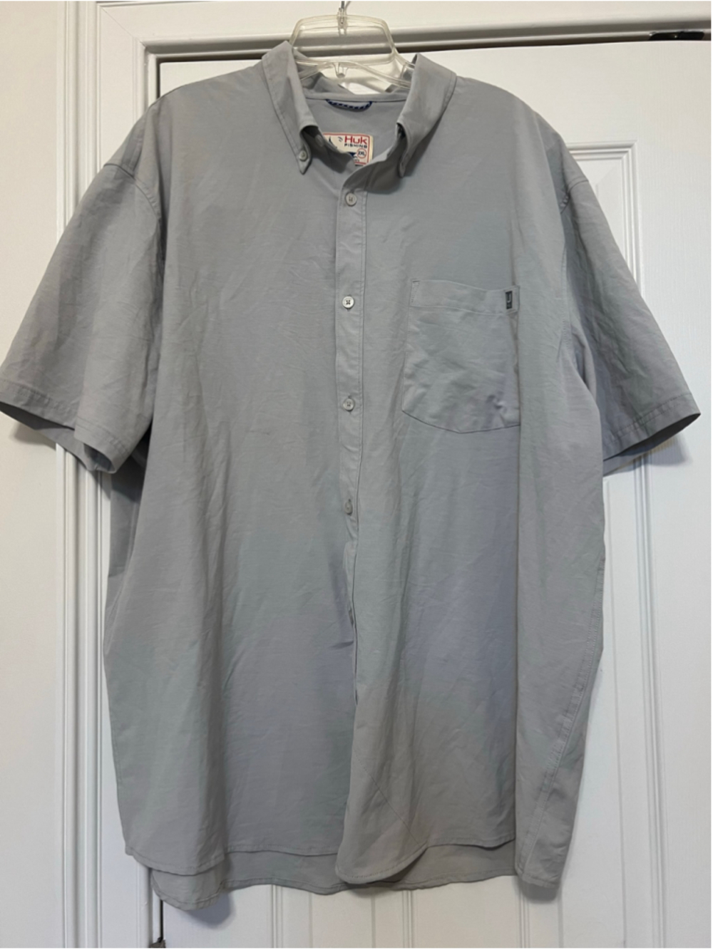 Men's Huk Fishing Casual Button Down Shirt XXL Grey